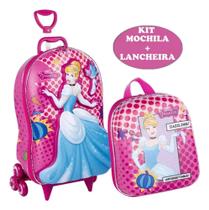 Kit Escolar Mala 3d Cinderela E Lancheira Disney Princesas