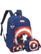 Kit Escolar Marvel Mochila Costas + Lancheira + Estojo m