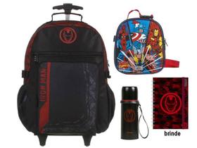 Kit Escolar Marvel Mochila De Rodinha + Lancheira + Garrafa