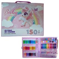 Kit Escolar Menina Maleta Grande Pintura 150 Pçs Unicornio Premium Kit Escolar Menina Maleta Grande Pintura 150 Pçs Unicornio Premium
