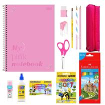 Kit Escolar Menina Menino Caderno Universitário Top 13 Itens