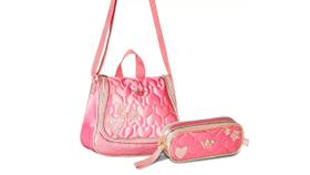 Kit Escolar Meninas Princess Rosa Lancheira + Estojo Duplo