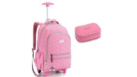 Kit Escolar Meninas RS Mochila de Rodas e Costas + Estojo