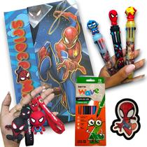 Kit Escolar Meninos Agenda Planners Folhas Decoradas Heróis Presente de Aniversário Criativo