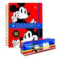 Kit Escolar Mickey Caderno Inteligente Tira e Põe com Estojo
