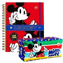 Kit Escolar Mickey Caderno Inteligente Tira Põe com Estojo Duplo