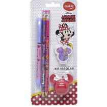 Kit Escolar Minnie - 1 Caneta, 2 Lápis, 1 Borracha e 1 Apontador Kit Escolar Minnie - 1 Caneta, 2 Lápis, 1 Borracha e 1 Apontador