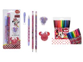 Kit Escolar Minnie 17pcs Lápis Apontador Borracha Canetinha