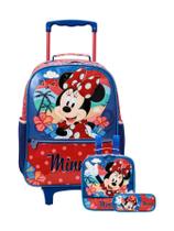 Kit Escolar Minnie Mochila Rodas G+Lancheira+Estojo Triplo