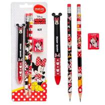 Kit Escolar Minnie Mouse Caneta, Apontador, Lápis - Molin