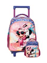 Kit Escolar Minnie Mouse Mochila Rodas P + Lancheira Térmica