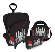 Kit Escolar Mochila C/ Carinho + Lancheira + Estojo - Aranha Dark