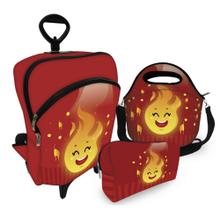 Kit Escolar Mochila C/ Carinho + Lancheira + Estojo - Elemento Faisca