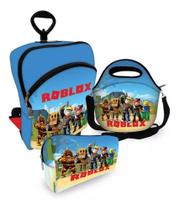 Kit Escolar Mochila C/ Carinho + Lancheira + Estojo - Roblox Novo