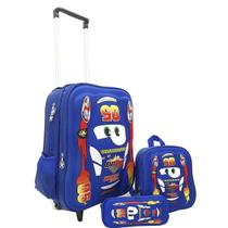 Kit Escolar Mochila Carrinho Estojo Lancheira Mc05005