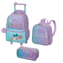 KIT ESCOLAR Mochila Carrinho Lancheira Estojo LILICA RIPILICA LILÁS KIT ESCOLAR Mochila Carrinho Lancheira Estojo LILICA RIPILICA LILÁS