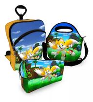 Kit Escolar Mochila com Roda + Lancheira + Estojo Sonic Tails Play Kit Escolar Mochila com Roda + Lancheira + Estojo Sonic Tails Play