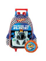 Kit Escolar Mochila Com Rodas+Lancheira Hot Wheels - Azul