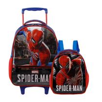 Kit Escolar Mochila com Rodinha Homem Aranha c/ Lancheira