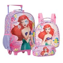 Kit Escolar Mochila com Rodinhas 16", Lancheira e Estojo Ariel Xeryus