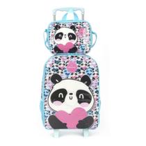Kit Escolar Mochila Com Rodinhas + Lancheira Panda