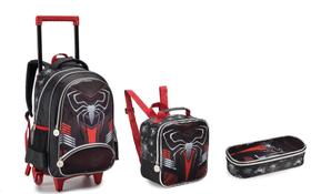 Kit Escolar Mochila com Rodinhas Meninos Spider Aranha 2023 - Denlex