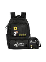 Kit Escolar Mochila Costa + Lancheira Snoopy Oficial - Preto