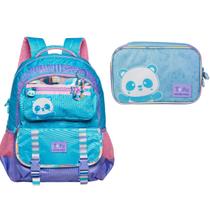 Kit Escolar Mochila Costas Teen E Estojo Box Panda Tofu 17 L