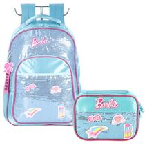 Kit Escolar Mochila de Costas e Estojo Barbie Azul Luxcel Kit Escolar Mochila de Costas e Estojo Barbie Azul Luxcel