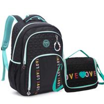 Kit Escolar Mochila de Costas e Lancheira Love Matelassê Kika 24M07-L34 - Volta às Aulas