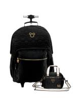 Kit Escolar Mochila De Rodas+Lancheira Mickey Teen Preto