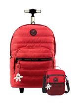 Kit Escolar Mochila De Rodas+Lancheira Vermelho Minnie Mouse