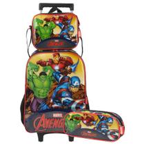Kit Escolar Mochila de Rodignhas Lancheira Estojo Vingadores Kit Escolar Mochila de Rodignhas Lancheira Estojo Vingadores