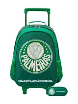 Kit Escolar Mochila De Rodinha + Estojo Duplo Palmeiras