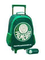 Kit Escolar Mochila De Rodinha + Estojo Triplo Palmeiras