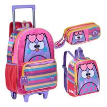 Kit Escolar Mochila de Rodinha Lancheira e Estojo Bubu e as Corujinhas BB23154K