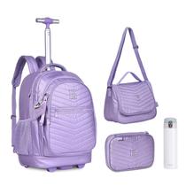 Kit Escolar Mochila de Rodinha Lancheira Térmica Estojo Box Metalizado Rebecca Bonbon Oficial