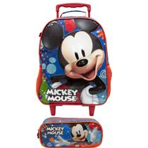 Kit Escolar Mochila de Rodinhas 16 Mickey com Estojo Xeryus