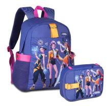 Kit Escolar Mochila Estojo Guerreiras Do Kpop Demon Hunters Huntrix Original Clio Kit Escolar Mochila Estojo Guerreiras Do Kpop Demon Hunters Huntrix Original Clio
