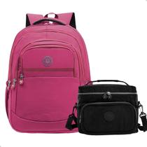 Kit Escolar Mochila Feminina Espaçosa + Bolsa Térmica Marmita Pratico