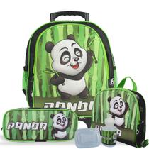 Kit Escolar Mochila Infantil de Rodinhas Tam M Panda