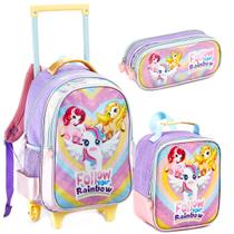 Kit Escolar Mochila Infantil Passeio Unicornio Poney Meninas - Denlex