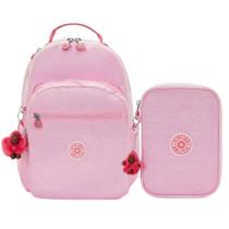 Kit Escolar Mochila Kipling Seoul + Estojo 100 pens Galaxy Pink C