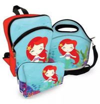 Kit Escolar Mochila + Lancheira + Estojo Ariel Kit Escolar Mochila + Lancheira + Estojo Ariel