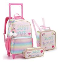 Kit Escolar Mochila lancheira estojo Girl Pwr Rs Seanite Kit Escolar Mochila lancheira estojo Girl Pwr Rs Seanite