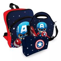 Kit Escolar Mochila + Lancheira + Estojo Héroi America