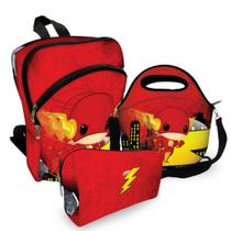 Kit Escolar Mochila + Lancheira + Estojo Héroi Veloz