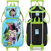 Kit Escolar Mochila + Lancheira + Estojo Jovens Titans Luxcel Verde Kit Escolar Mochila + Lancheira + Estojo Jovens Titans Luxcel Verde