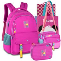 Kit Escolar Mochila Lancheira Estojo Luluca Juvenil Meninas Lançamento