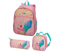 Kit Escolar Mochila Lancheira Estojo Pacific Pack Me Sweet -